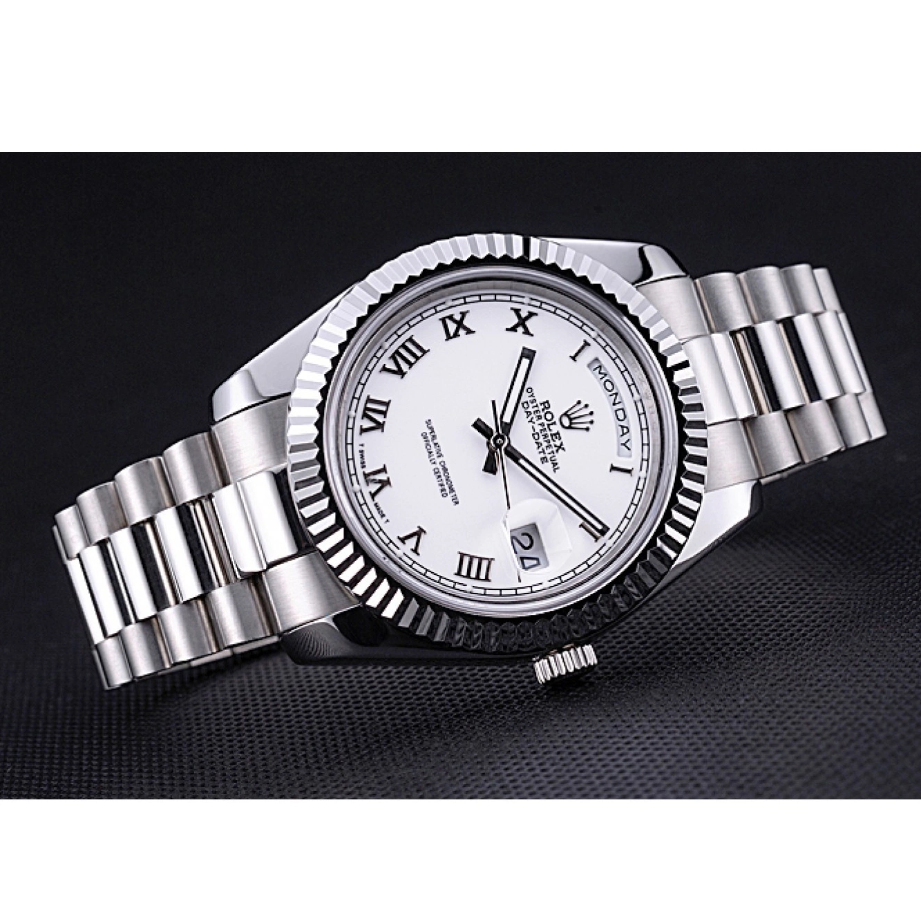 Best AAA Replica Sites Dial Steel Rolex Day-Date White Bracelet Stainless 622547 0527